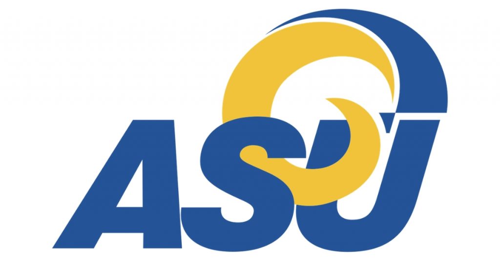 Angelo State university Logo with yellow and blue