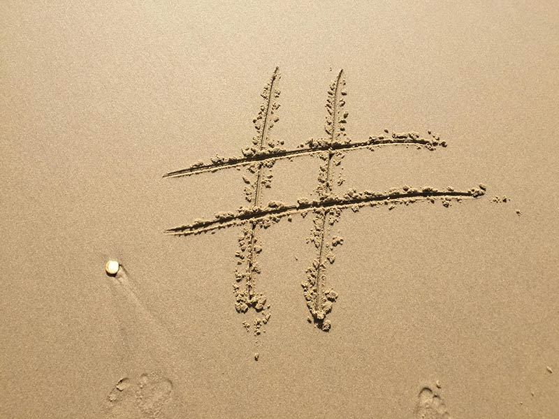 hashtag on sand