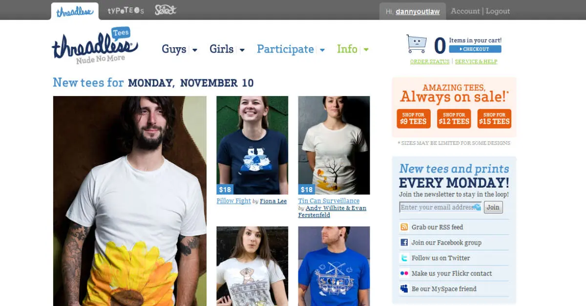 threadless tshirt online store