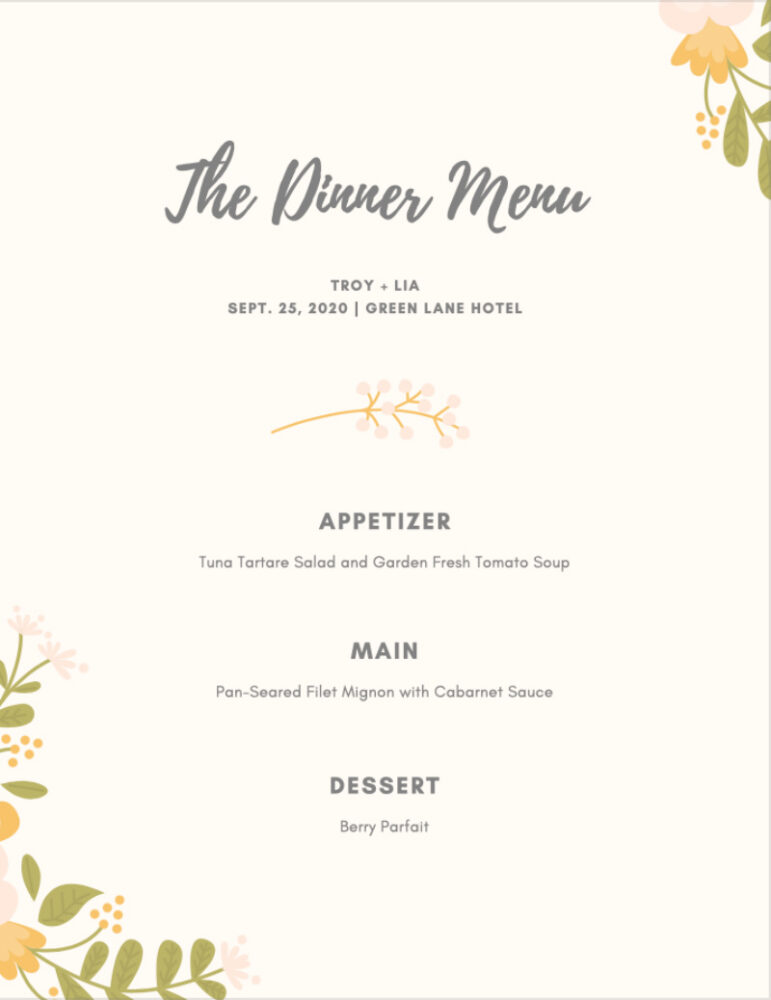 banquet menu design