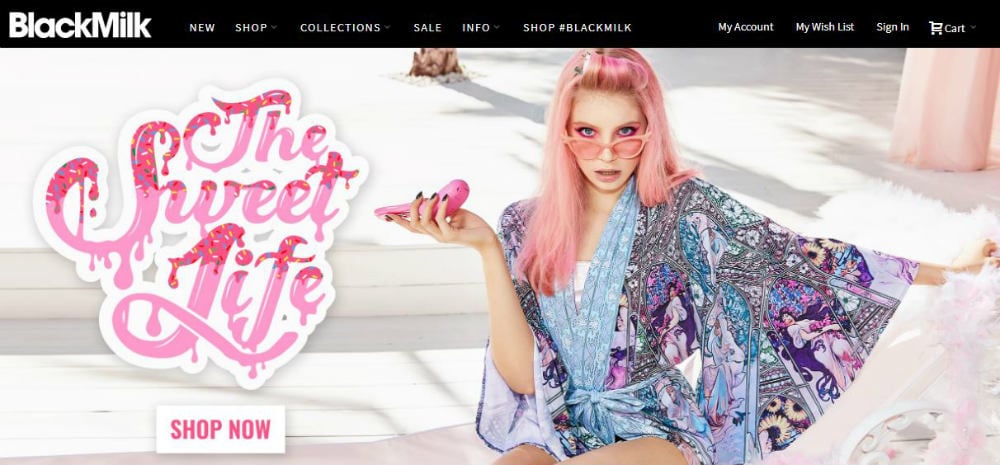 blackmilk online store site examples