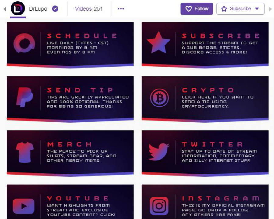 twitch panel ideas