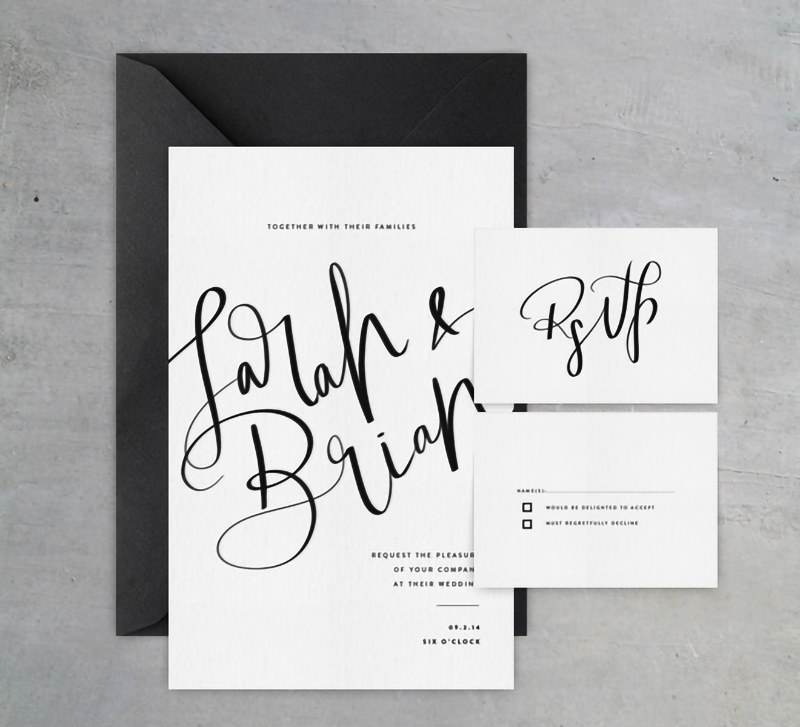 monochrome wedding invite