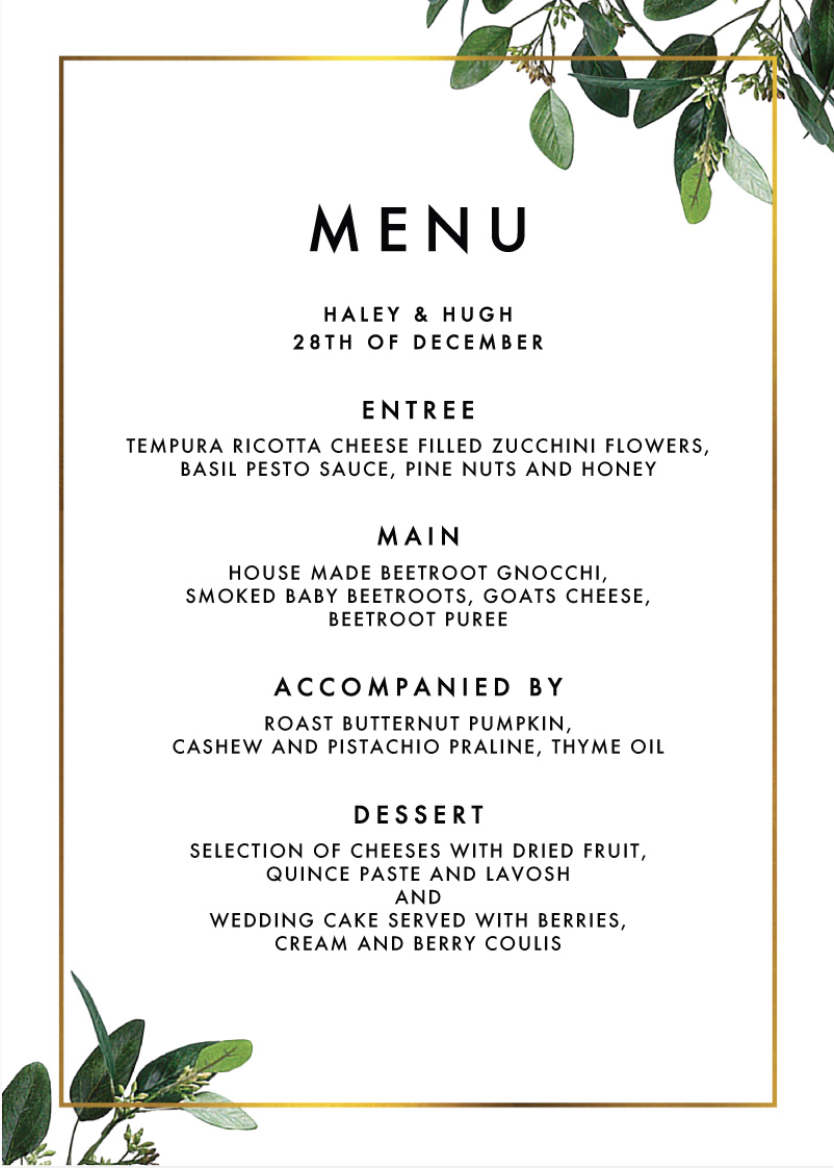 banquet menu design