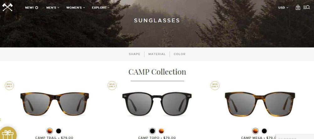 shwood online store site examples