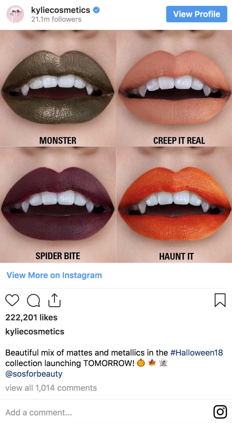 kylie jenner, kylie cosmetics, lipstick ad, make up ad, halloween marketing