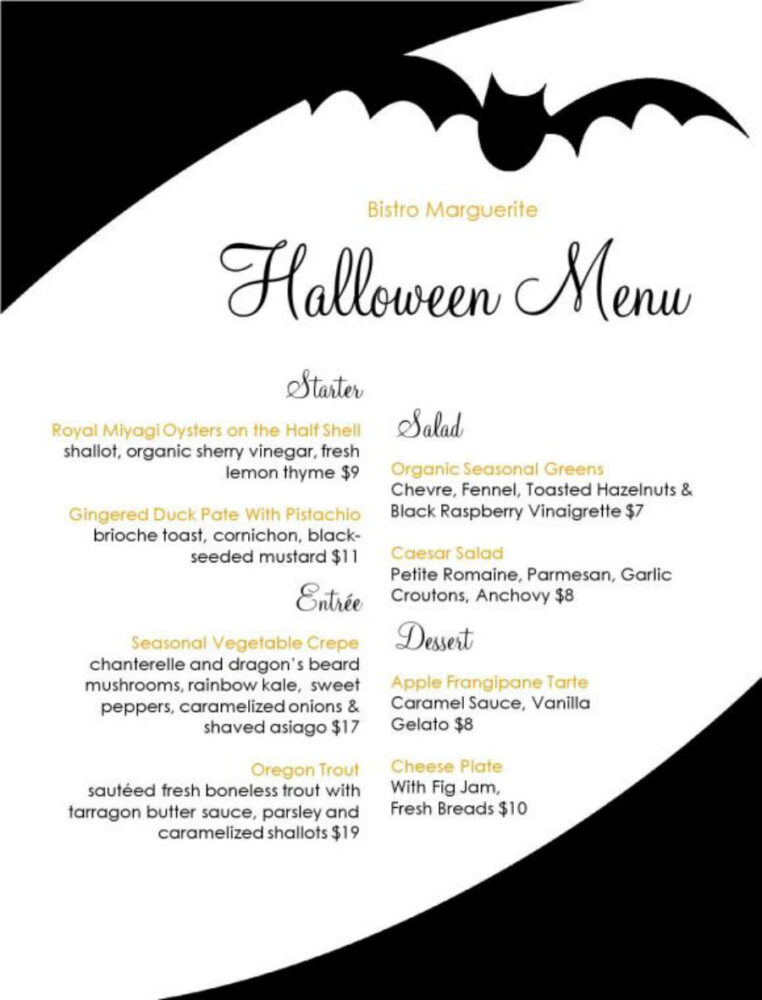 Halloween Lunch Menu Ideas