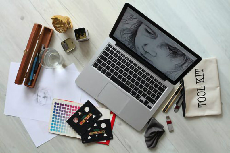 portrait on computer