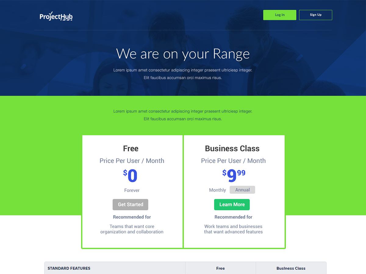 Website – Pricing page design