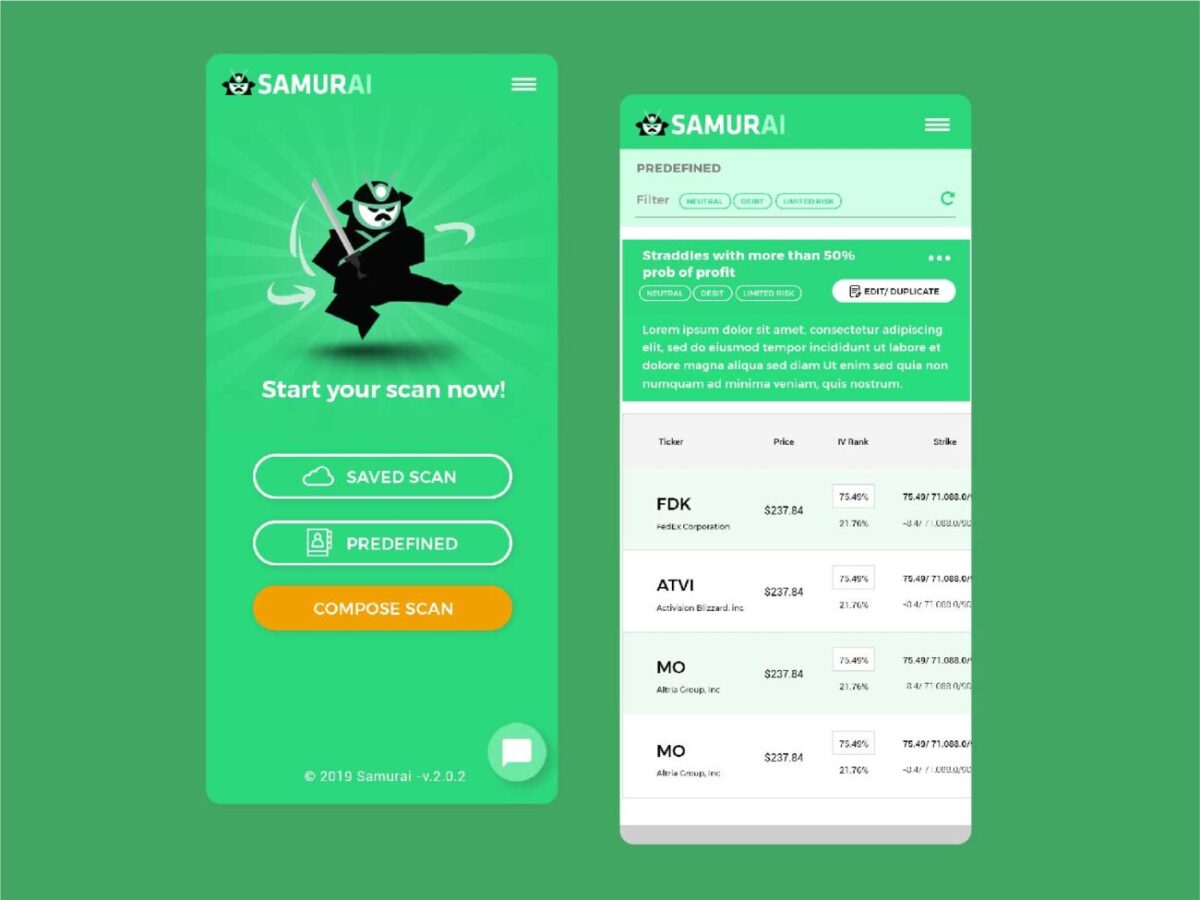 App design – Samurai app UX/UI design