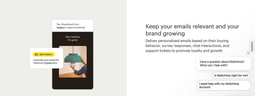 Mailchimp homepage