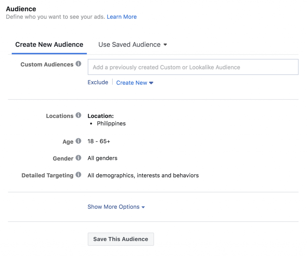 Facebook advertising tool