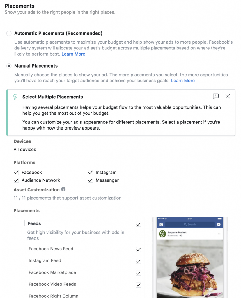 Facebook advertising tool