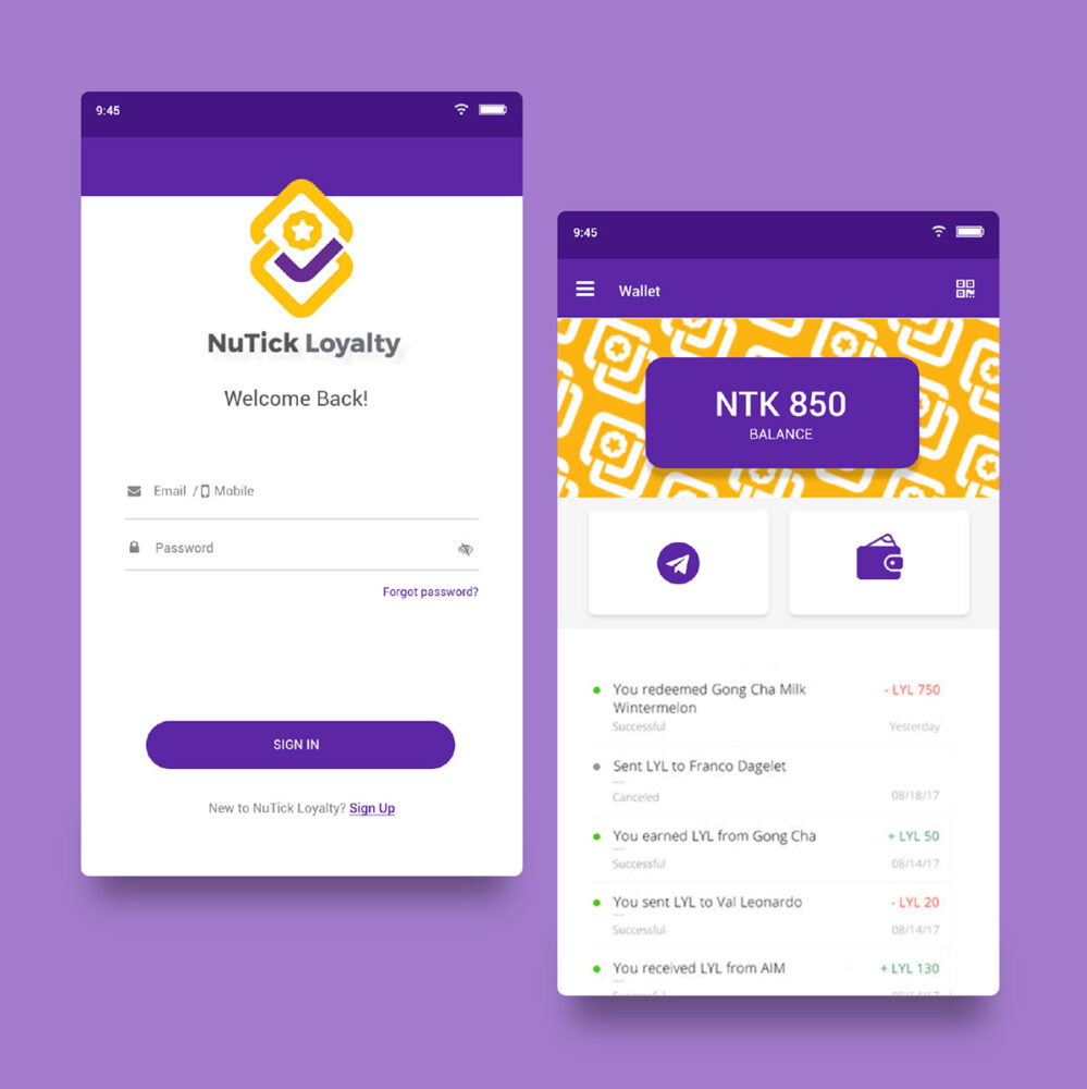 Nutick app design