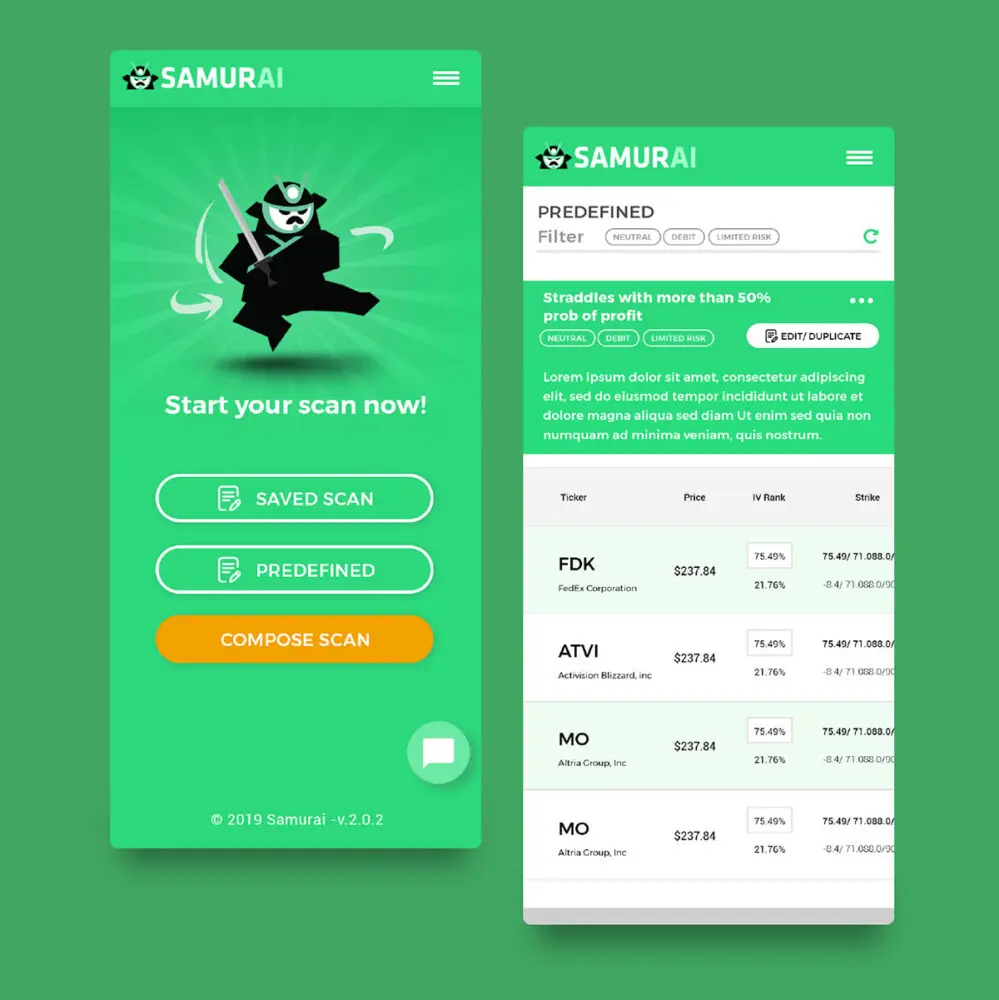 Samurai app design