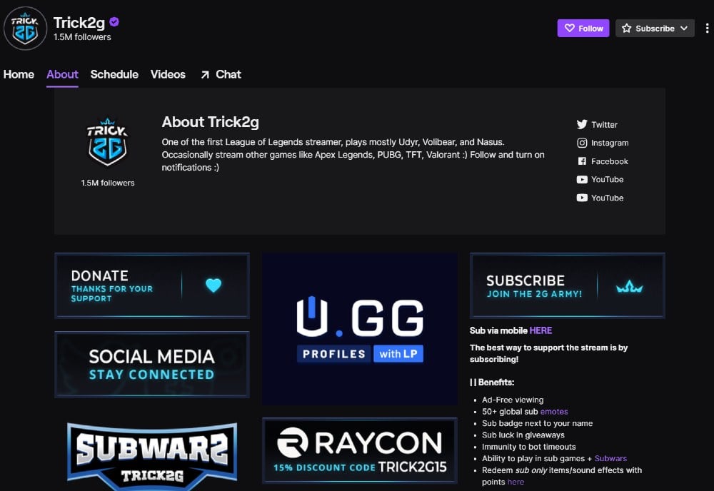 twitch panel examples