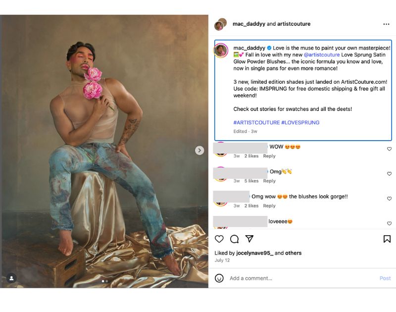 social media graphic for startup influencer marketing artistcouture