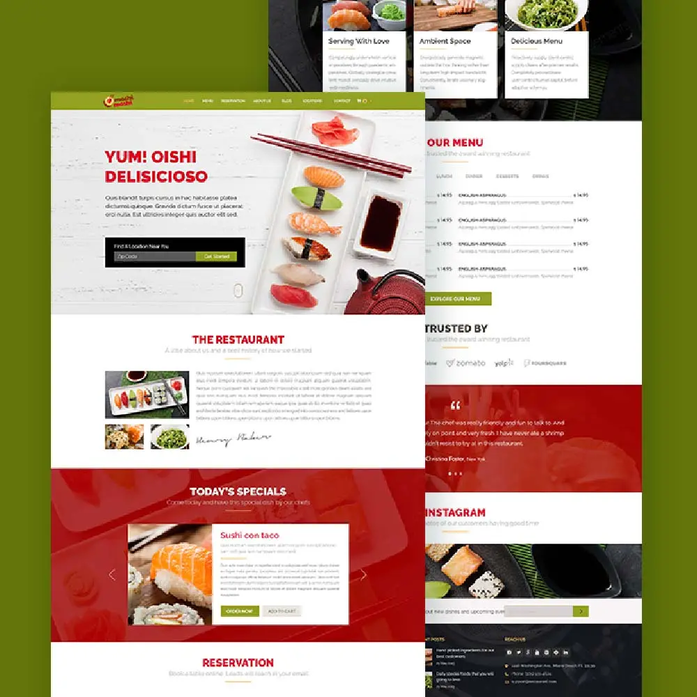 Sushi restaurant web design