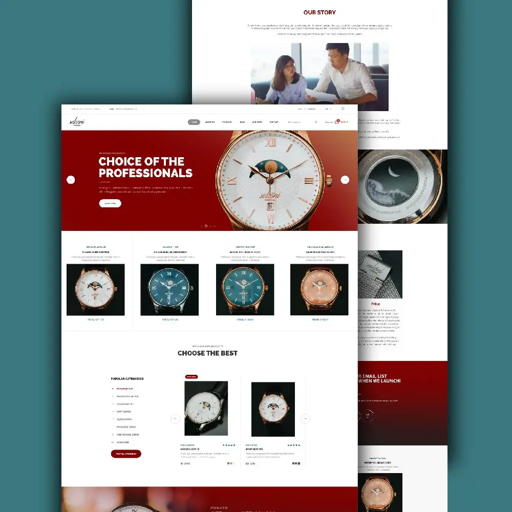 Watch collection web design