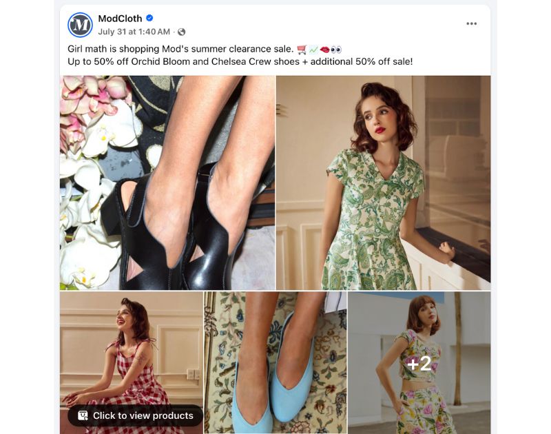 social media graphic for startup ModCloth