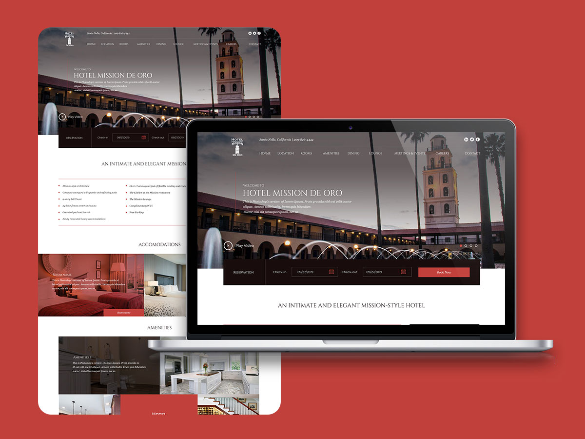 Hotel Mission De Oro web design