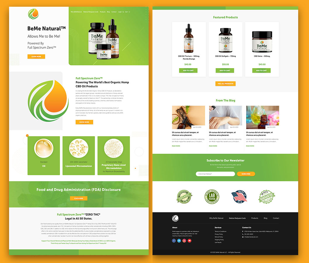 BeMe Natural web design