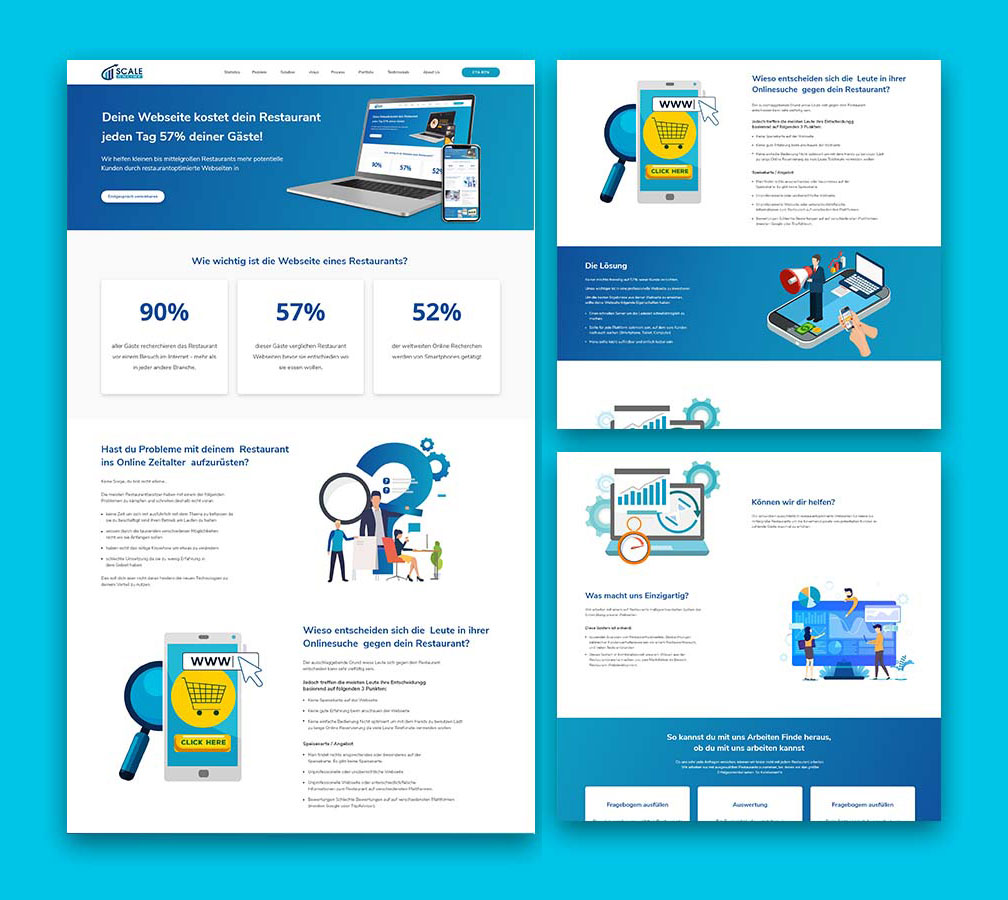 Scale landing page web design