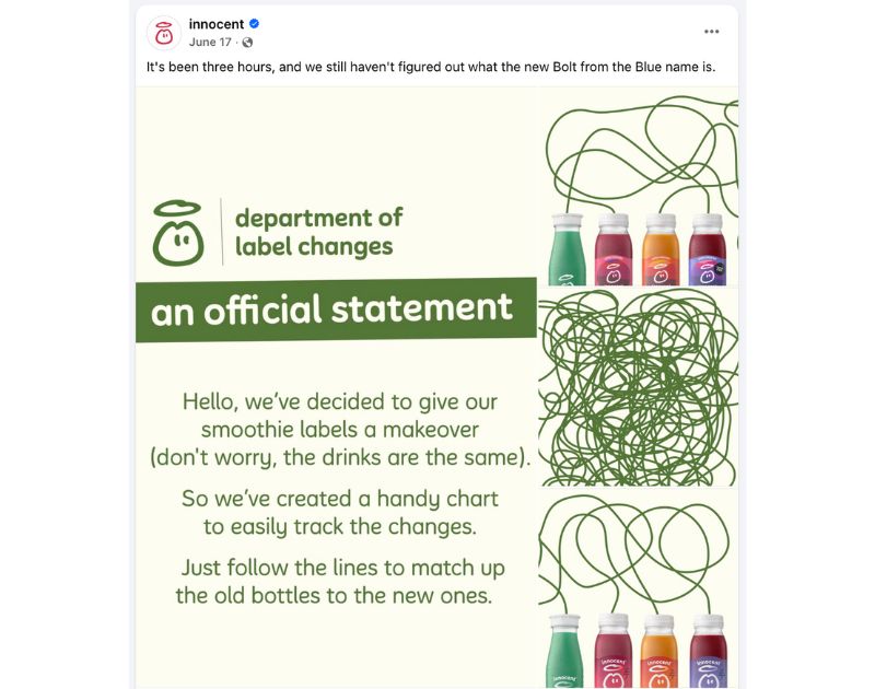 social media graphic for startup Innocent Drinks