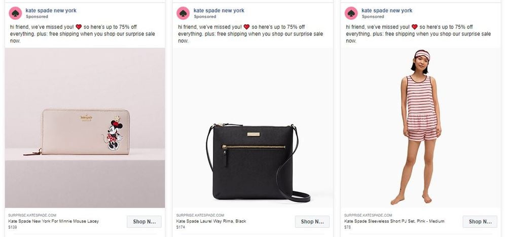 Kate Spade Facebook ad design