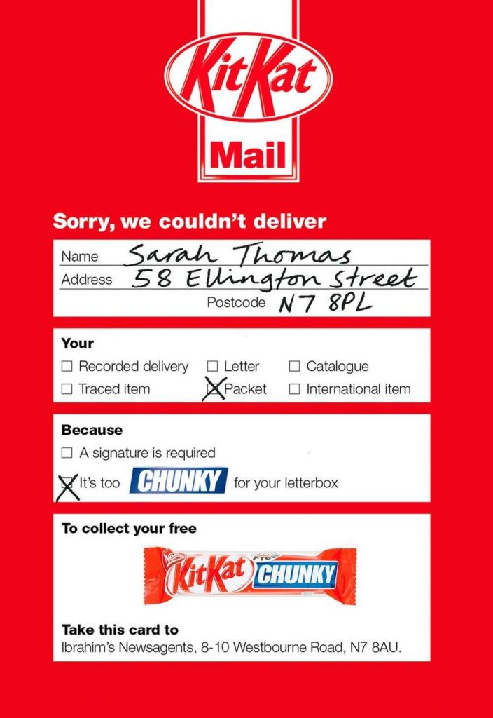 KitKat direct mail marketing promotional activities