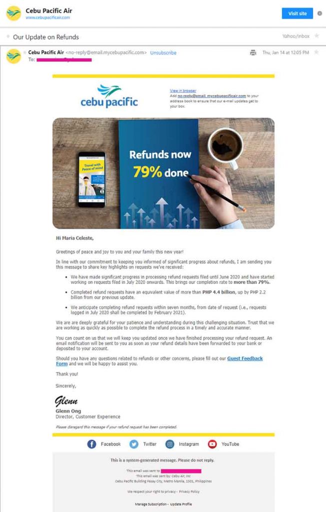email layout example