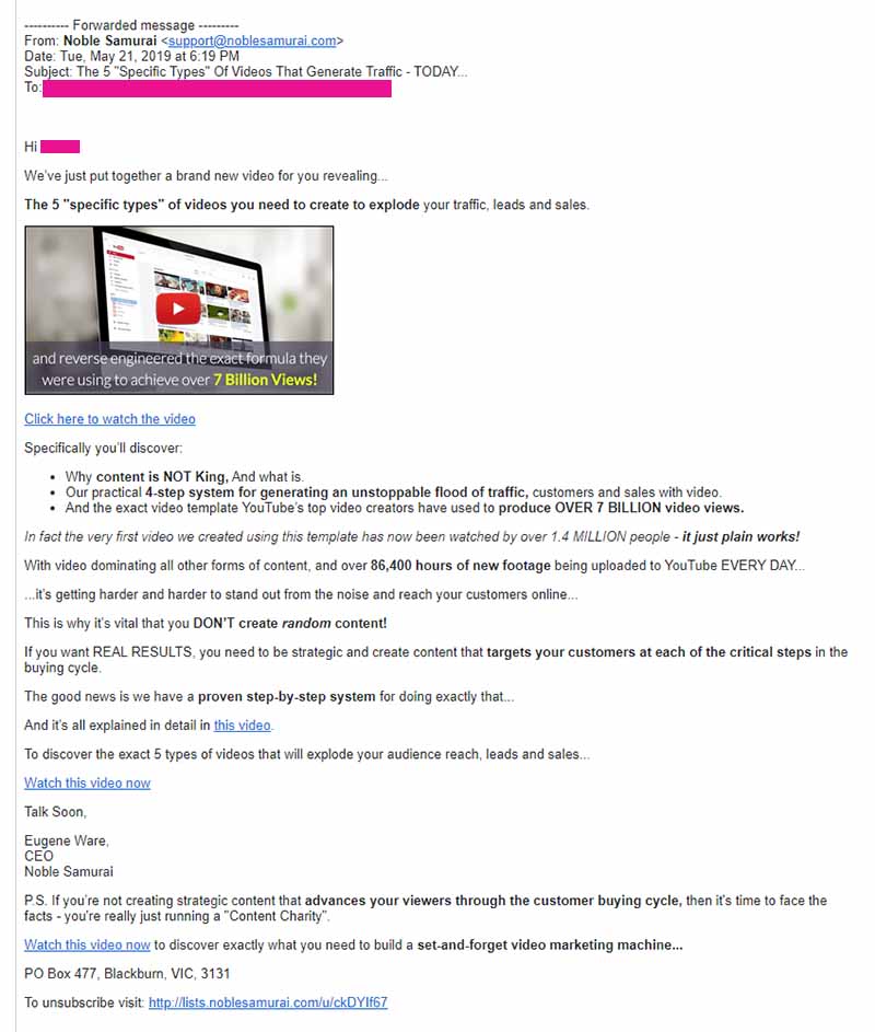 email layout example