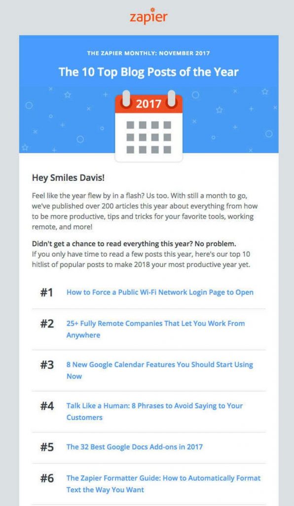 email newsletter design example