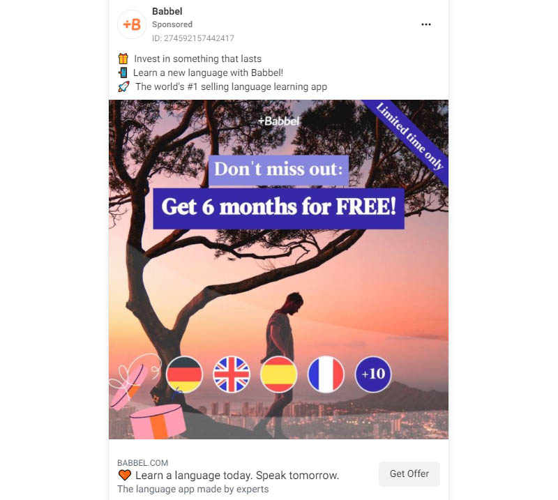 Facebook ad design example