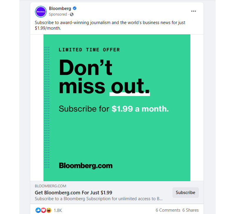 effective Facebook Ad example