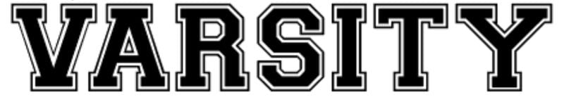 varsity font with outline