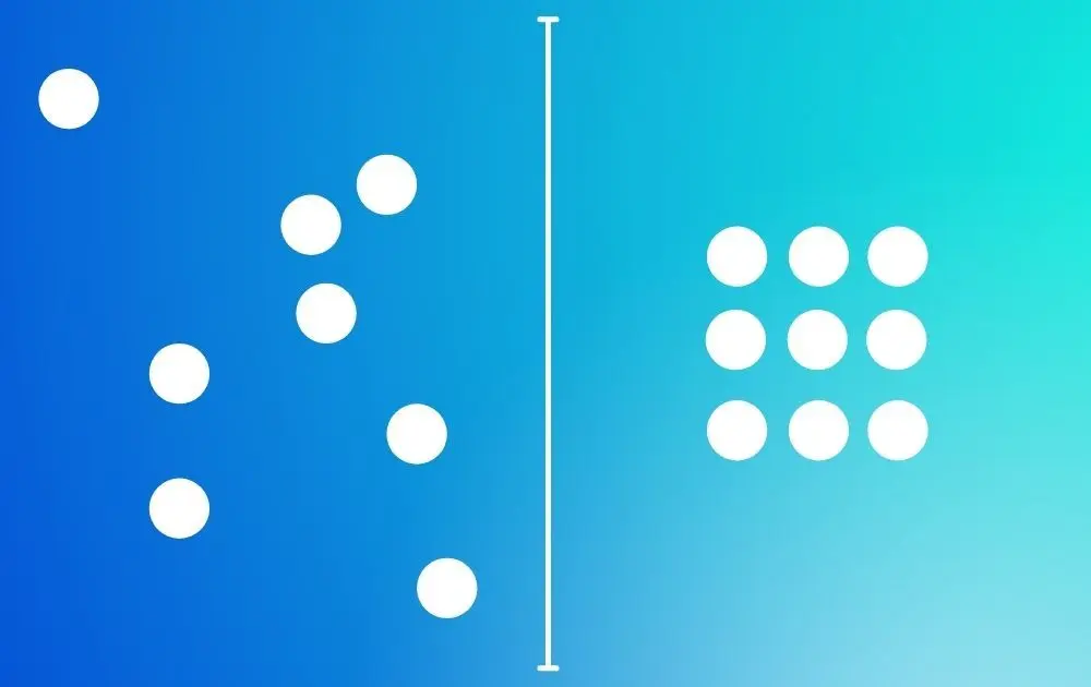 circles on blue background proximity in design