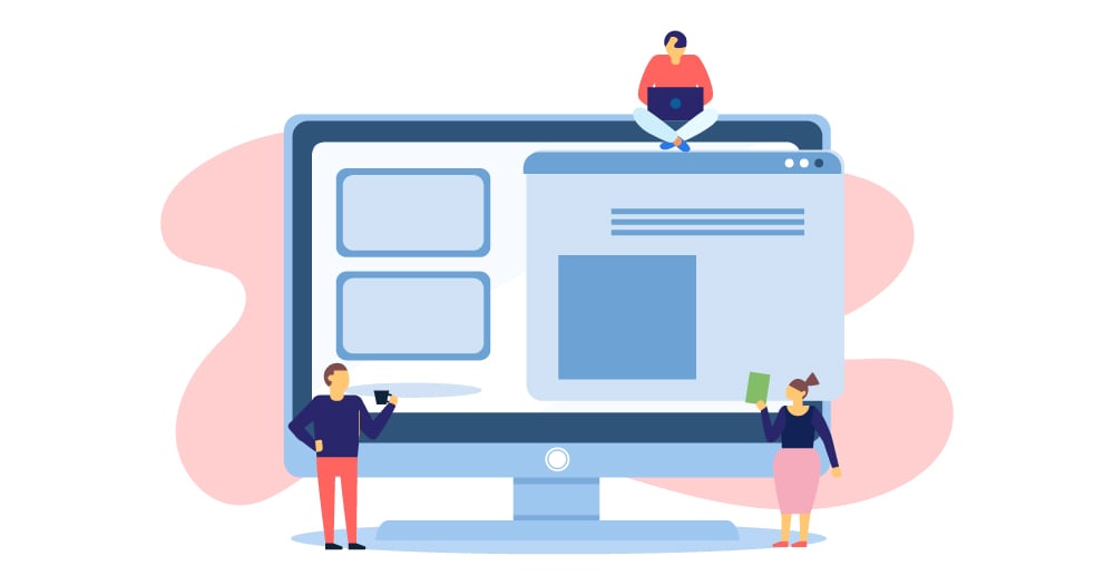 illustration of people and screen