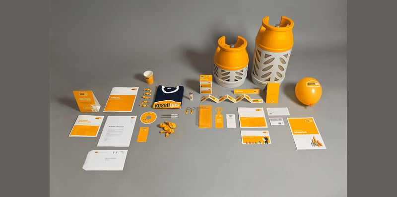 bright orange branding package example