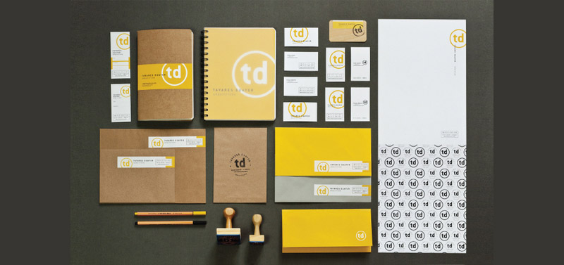 yellow and brown branding package example