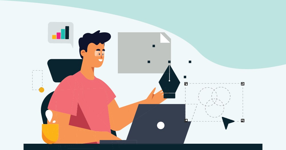 illustration of photoshop designer working