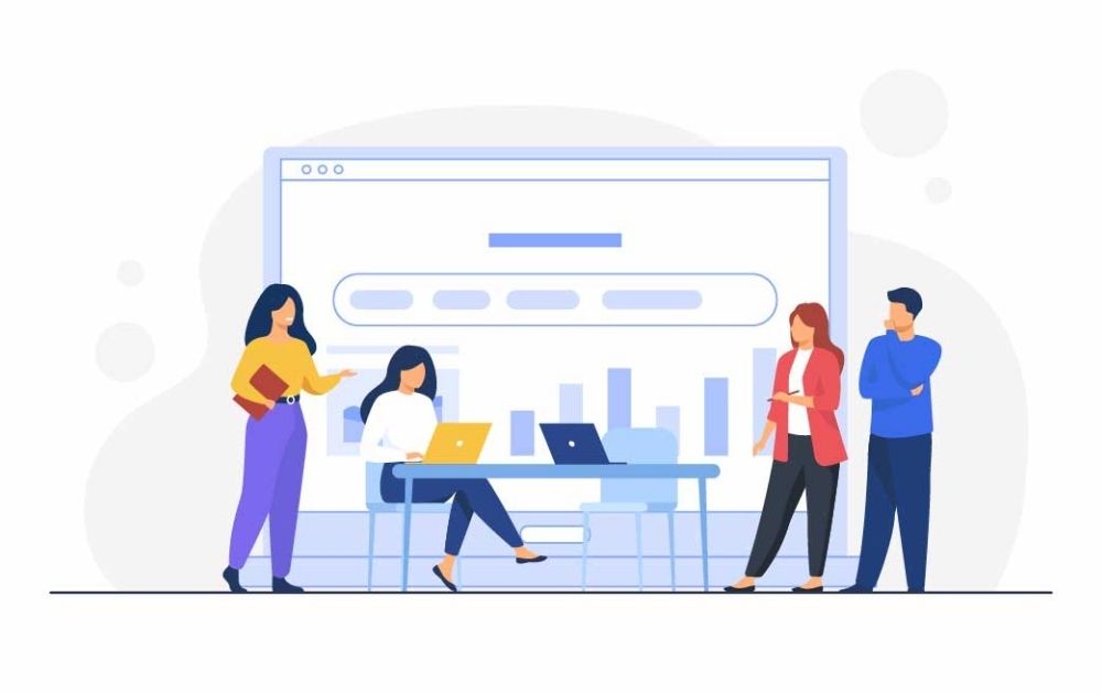 illustration of colleagues in a meeting