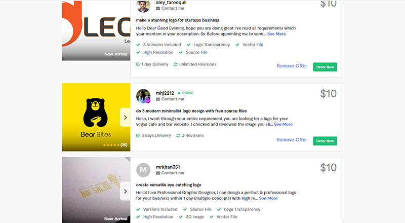Fiverr web page
