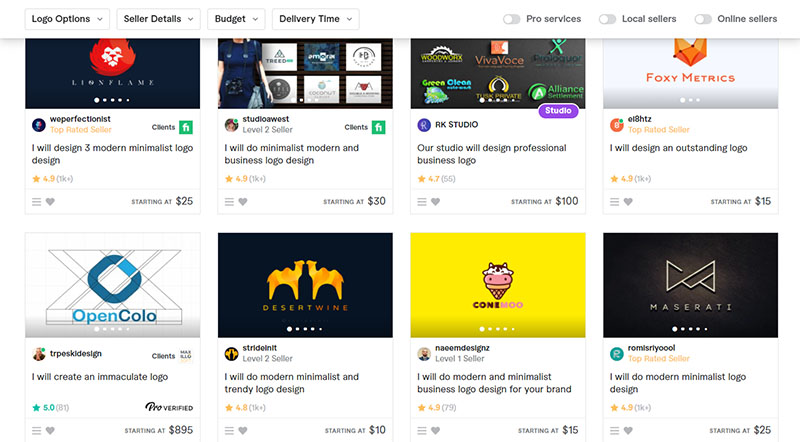 Fiverr web page