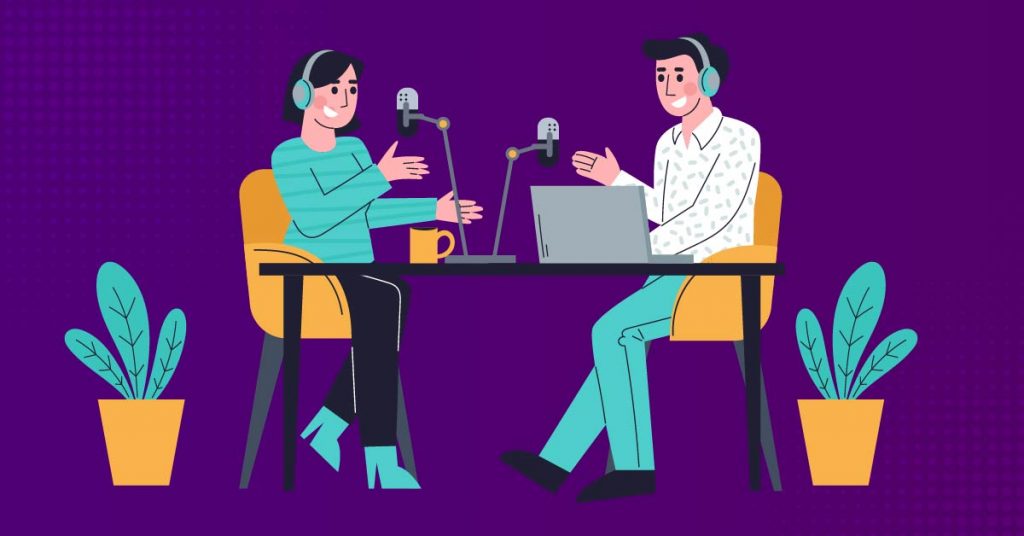 woman interviewing man