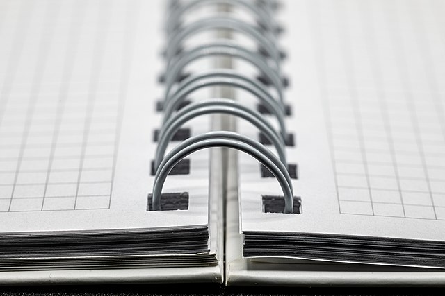 Spiral bound notebook.