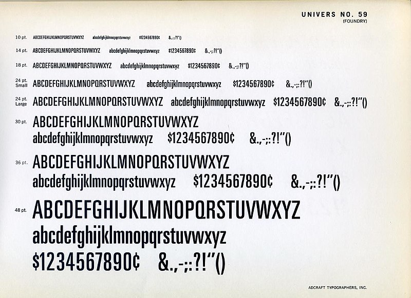 Univers grotesque typeface example