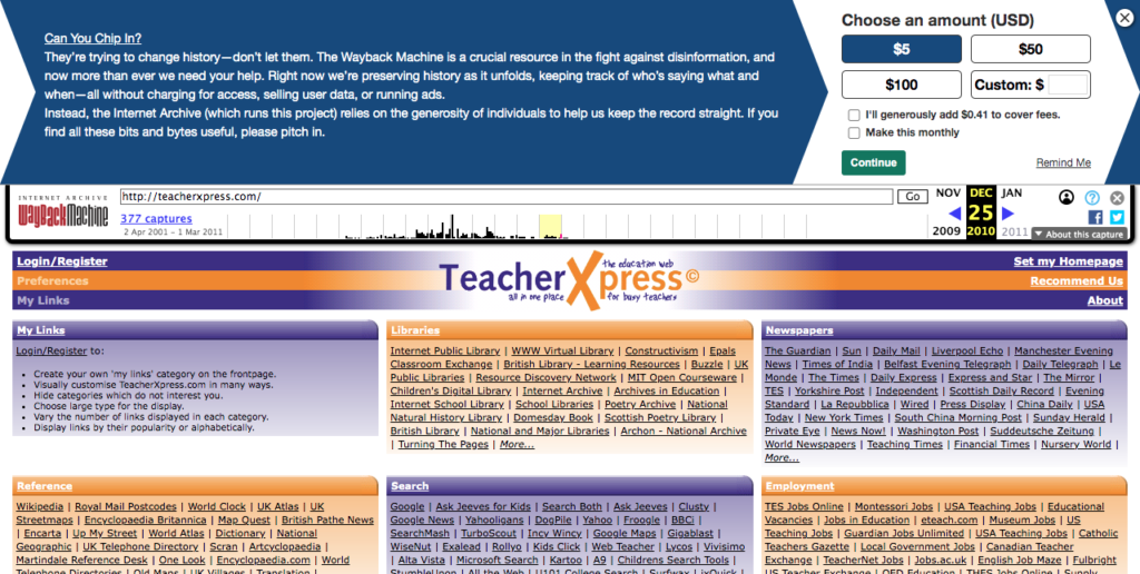 Teacher Xpress homepage.