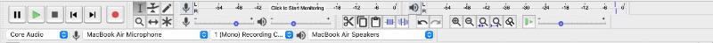 Audacity toolbar