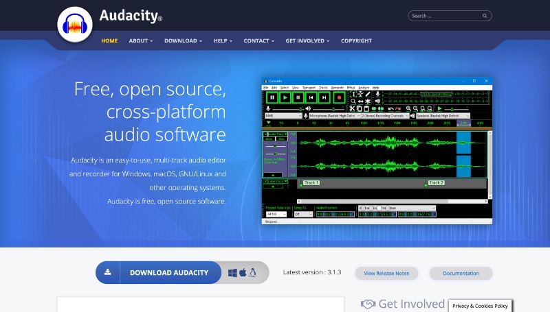 Audacity website screenshot